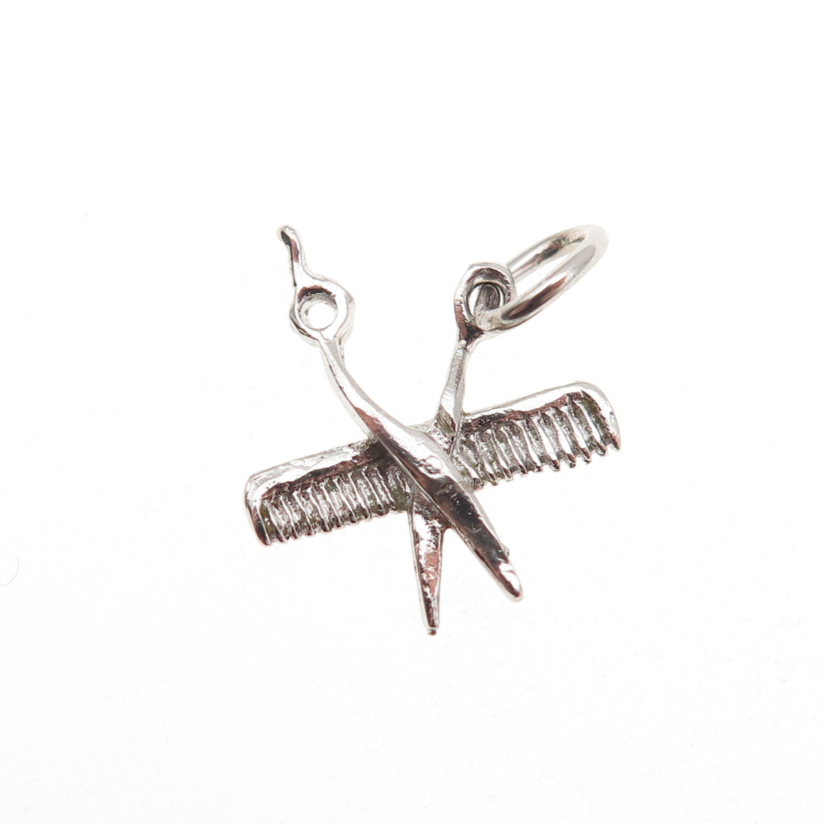 925 Sterling Silver Vintage Comb & Scissors Mini Charm Pendant