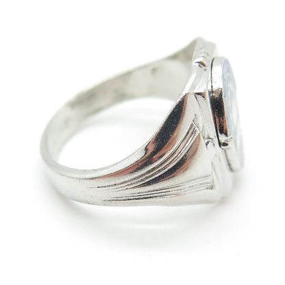 SK & F 925 Sterling Silver Vintage 1975 Enamel MJ Sister School Ring Size 8
