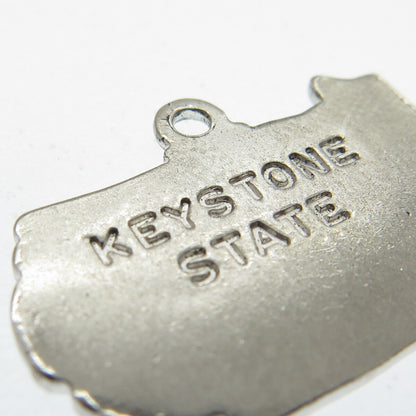 WELLS 925 Sterling Silver Vintage "Pennsylvania" State Map Pendant