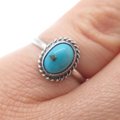 Old Pawn Sterling Silver Vintage Southwestern Bisbee Turquoise Ring Size 5.25