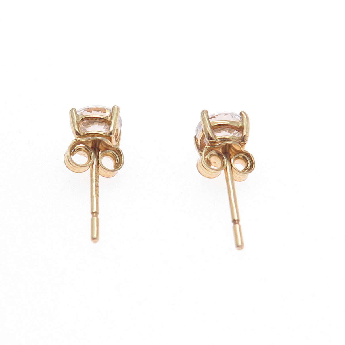 925 Sterling Silver Gold Plated Round-Cut C Z Stud Earrings
