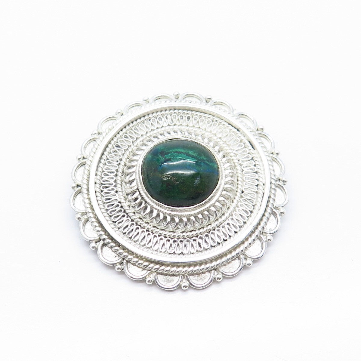 925 Sterling Silver Vintage Israel Eilat Gem Eternal Curve Pin Brooch / Pendant