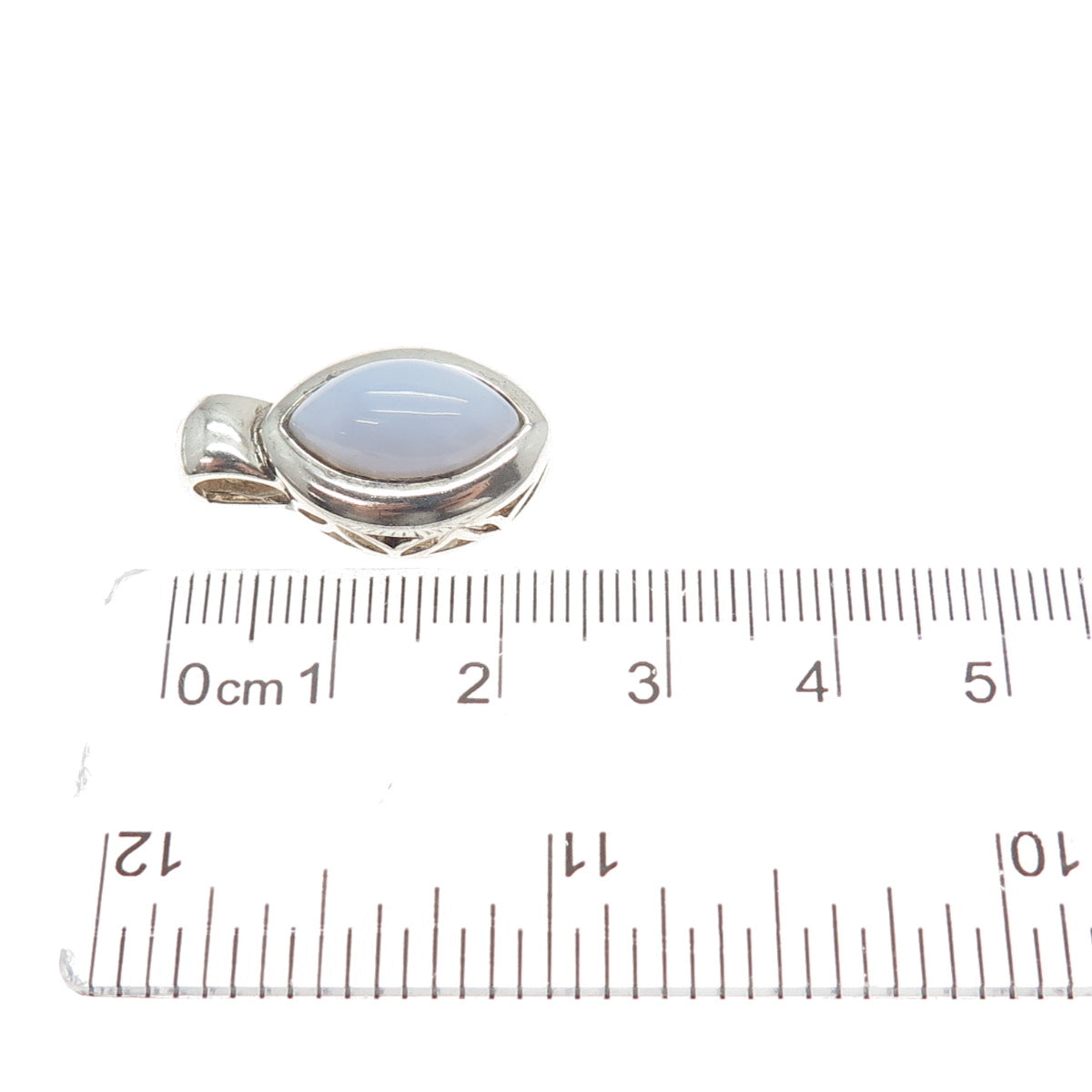 MICHELLE ALBALA Sterling Silver Vintage Real Lace Agate Modernist Mini Pendant