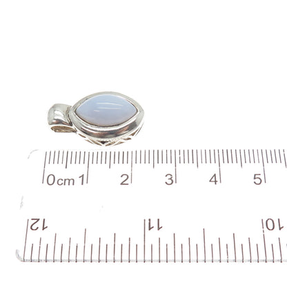 MICHELLE ALBALA Sterling Silver Vintage Real Lace Agate Modernist Mini Pendant