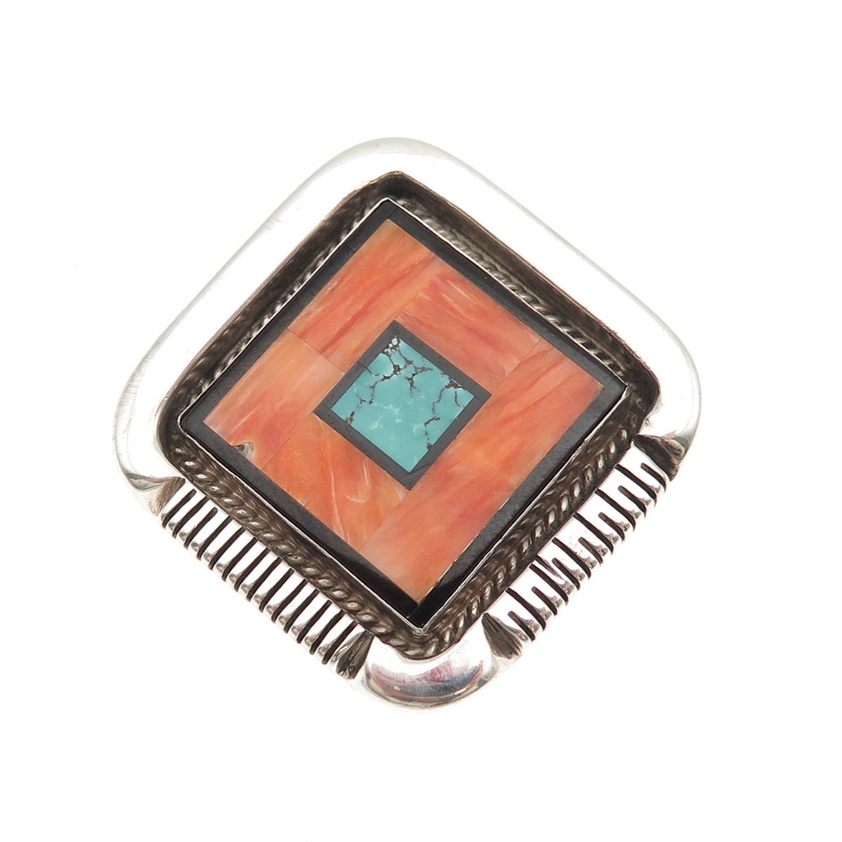 Joyce Vacit Tsethlikai Zuni Old Pawn Sterling Vintage Multi-Gem Slide Pendant