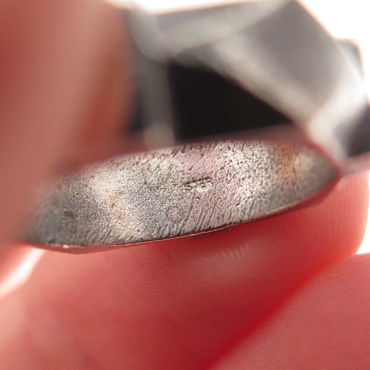 925 Sterling Silver Vintage Modernist Oxidized Band Ring Size 6.25
