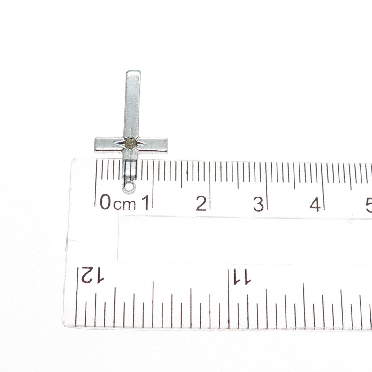 THEDA 925 Sterling Silver Vintage Rhinestone Cross Religious Charm Pendant