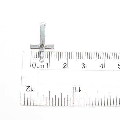 THEDA 925 Sterling Silver Vintage Rhinestone Cross Religious Charm Pendant