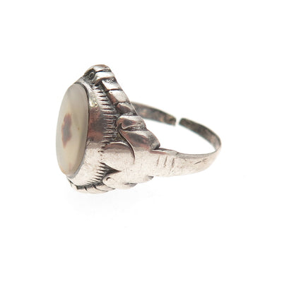 925 Sterling Silver Antique Victorian Real Agate Ring Size 6 (broken shank)
