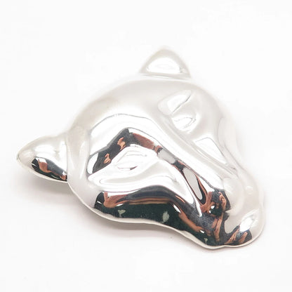 925 Sterling Silver Vintage Mexico Panther Head Pin Brooch / Pendant