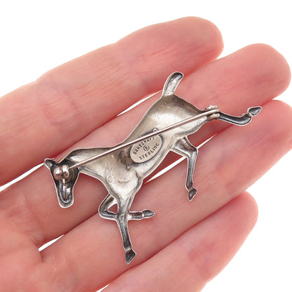 Danecraft 925 Sterling Silver Antique Art Deco Horse Oxidized Pin Brooch