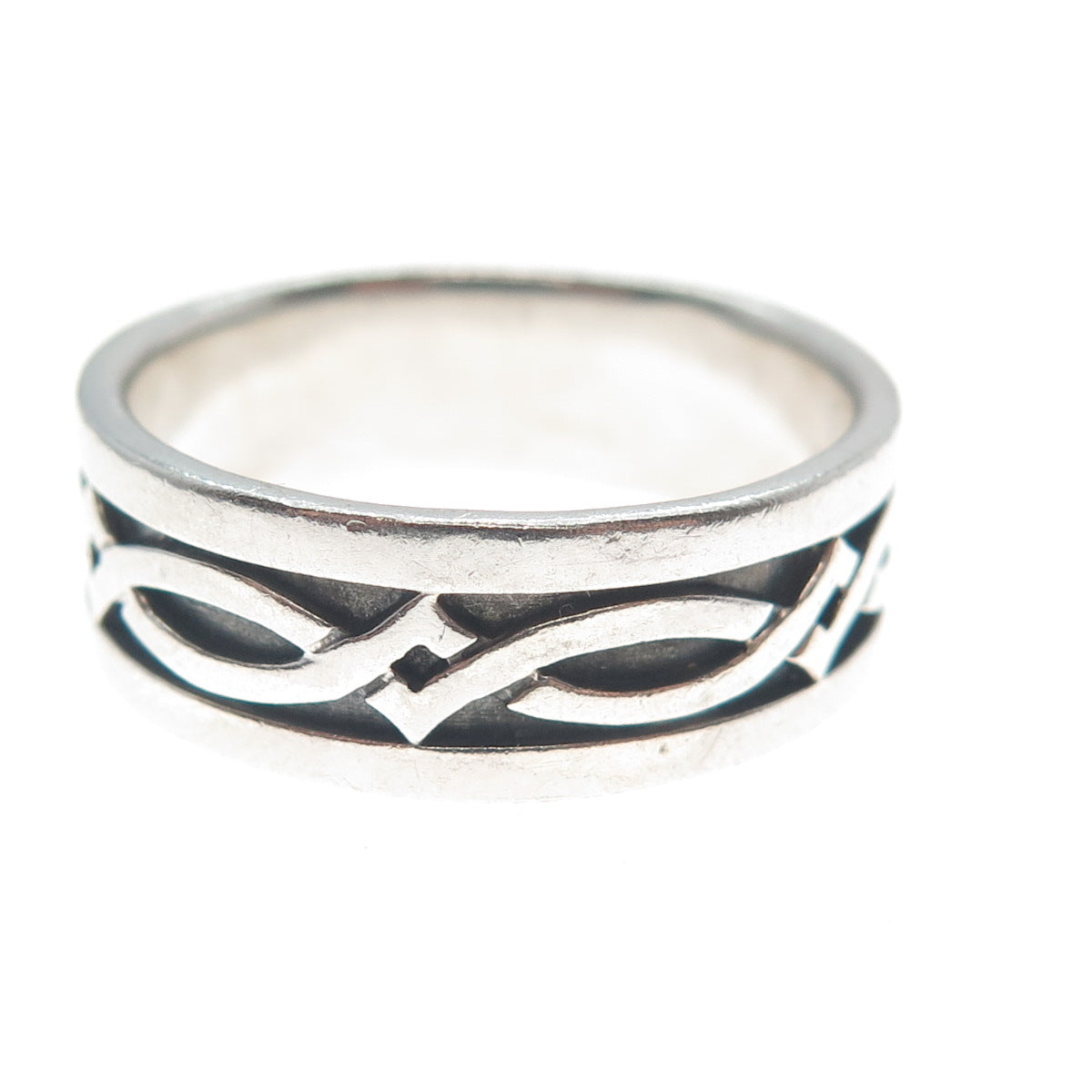 925 Sterling Silver Vintage Celtic Knot Band Ring Size 10.25