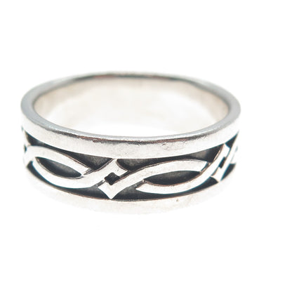 925 Sterling Silver Vintage Celtic Knot Band Ring Size 10.25