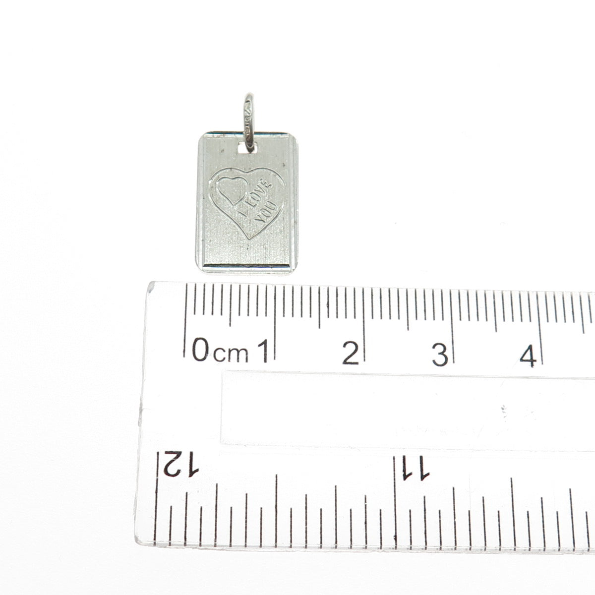 925 Sterling Silver Vintage Italy Engraved I Love You Tag Charm Pendant