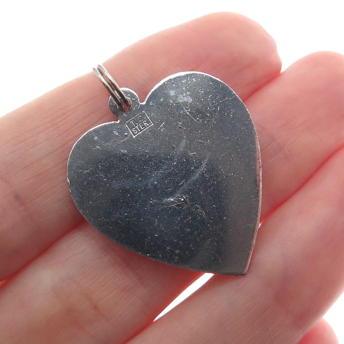 TOWN & COUNTRY 925 Sterling Silver Vintage Rhinestone Boy Shoes Heart Pendant