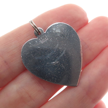 TOWN & COUNTRY 925 Sterling Silver Vintage Rhinestone Boy Shoes Heart Pendant