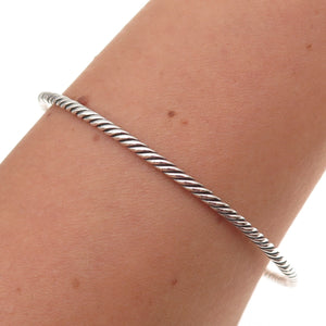 David Yurman 925 Sterling Silver Vintage Stackable Cable Bangle Bracelet 8.25"