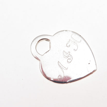 Tiffany & Co. 925 Sterling Silver Vintage 2001 Engraved Heart Tag Charm Pendant