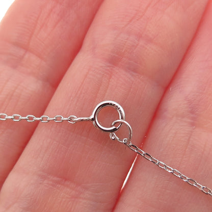 925 Sterling Silver Round-Cut C Z #Smile Cable Chain Necklace 16-18"