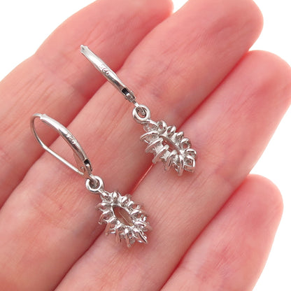 925 Sterling Silver Real Green Amethyst & White Topaz Dangle Earrings
