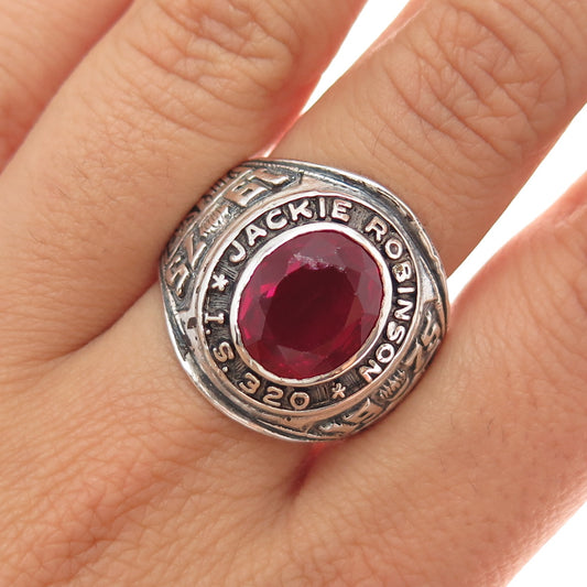 REED Sterling Vintage 1975 Lab-Created Ruby J. Robinson School Ring Size 10.25