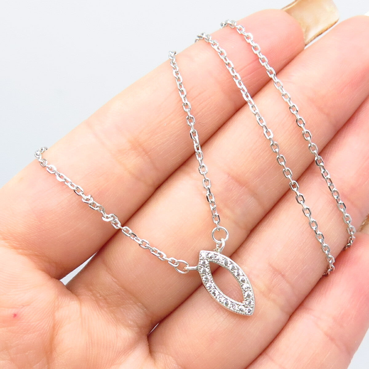 925 Sterling Silver C Z Rolo Chain Necklace 17"