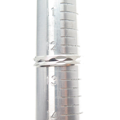 925 Sterling Silver Vintage Diamond-Cut Ribbed Band Ring Size 12.5