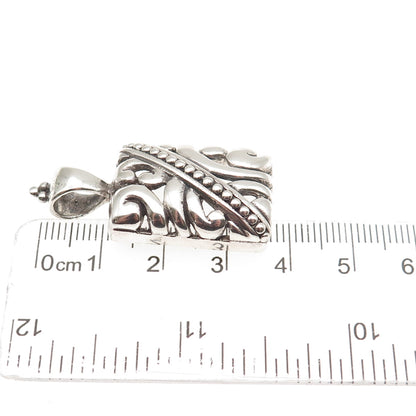 925 Sterling Silver Vintage Ornate Floral Oxidized Charm Pendant