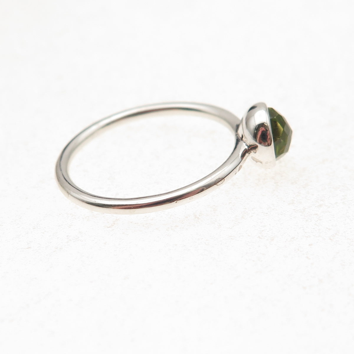 Pandora 925 Sterling Silver Real Peridot August Birthday Blooms Ring Size 6.75