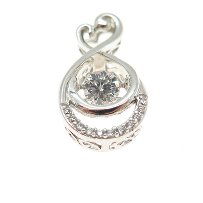 SAI 925 Sterling Silver Round-Cut C Z Infinity Heart Slide Pendant