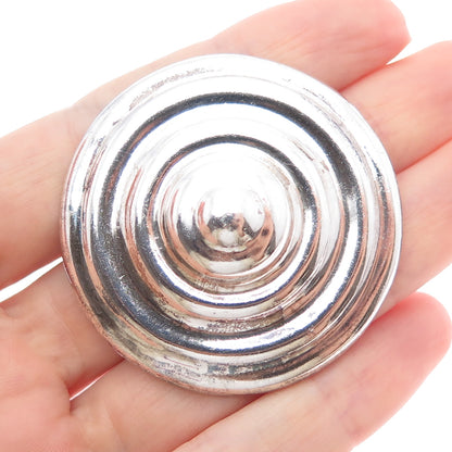 925 Sterling Silver Vintage Mexico Modernist Disc Oxidized Pin Brooch
