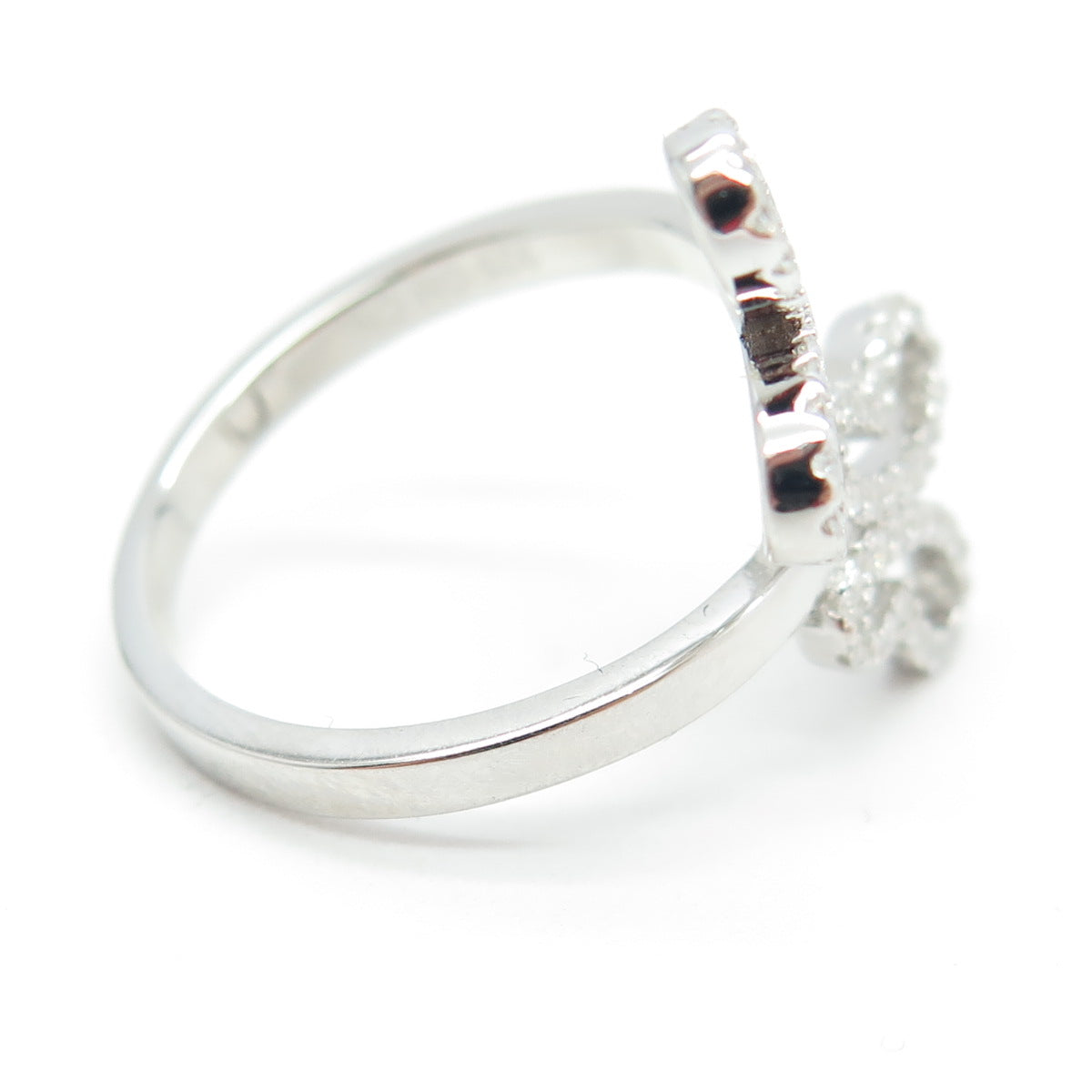 925 Sterling Silver Pave C Z Couple of Butterfly Ring Size 8