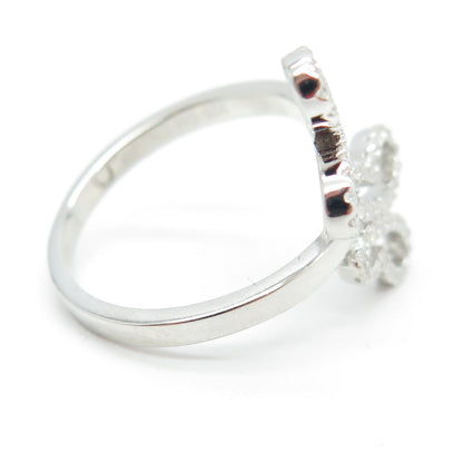 925 Sterling Silver Pave C Z Couple of Butterfly Ring Size 8