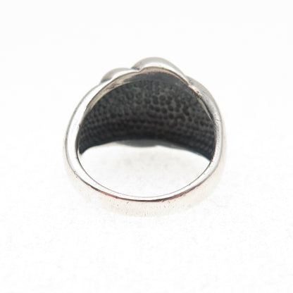 925 Sterling Silver Vintage Modernist Oxidized Ring Size 6.25