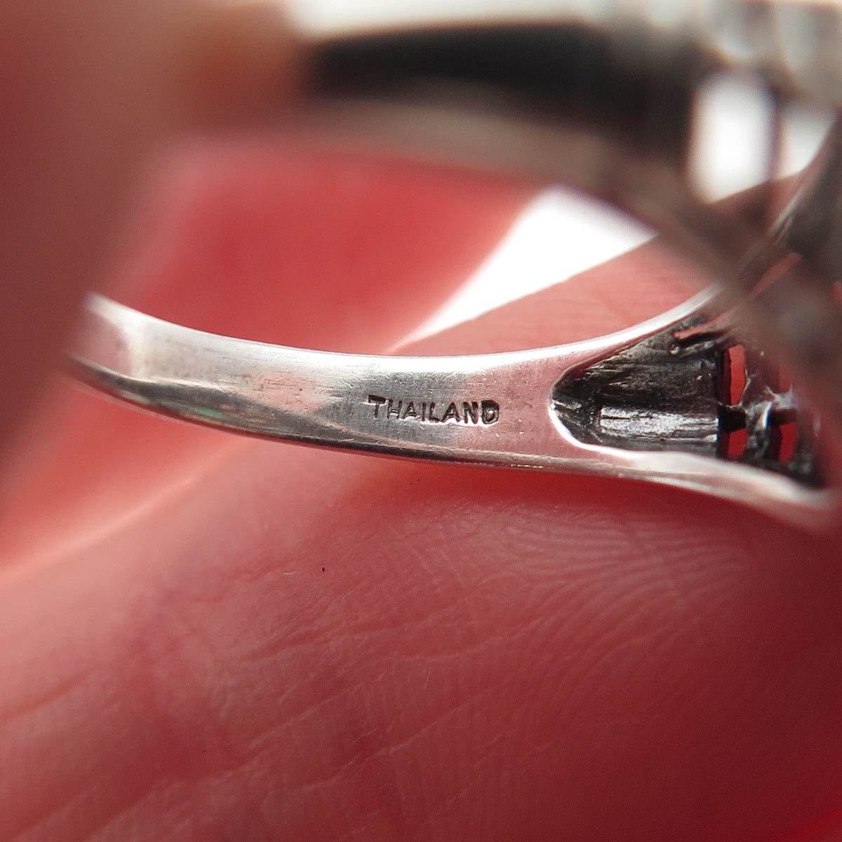 CNA Pranda 925 Sterling Silver Real Diamond & Emerald Oxidized Ring Size 6