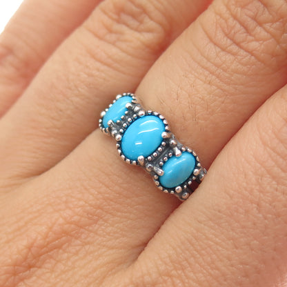 CAROLYN POLLACK American West Old Pawn Sterling Vintage Turquoise Ring Size 7.25