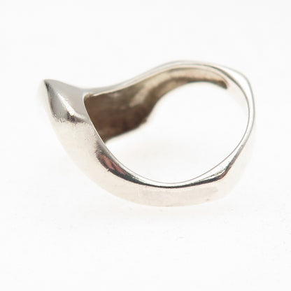 925 Sterling Silver Vintage Modernist Wavy Oxidized Ring Size 6.75