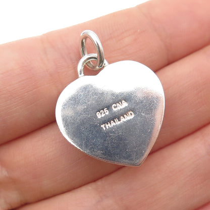 CNA PRANDA 925 Sterling Silver Vintage Real Lavender Jade Heart Charm Pendant