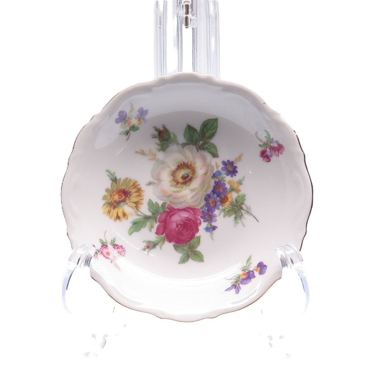MITTERTEICH BAVARIA Antique SET of 2 "Meissen Floral" Porcelain Cabinet Plates