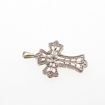 JCM Jacmel Mauritius 925 Sterling Silver Real Diamond Accent Cross Charm Pendant