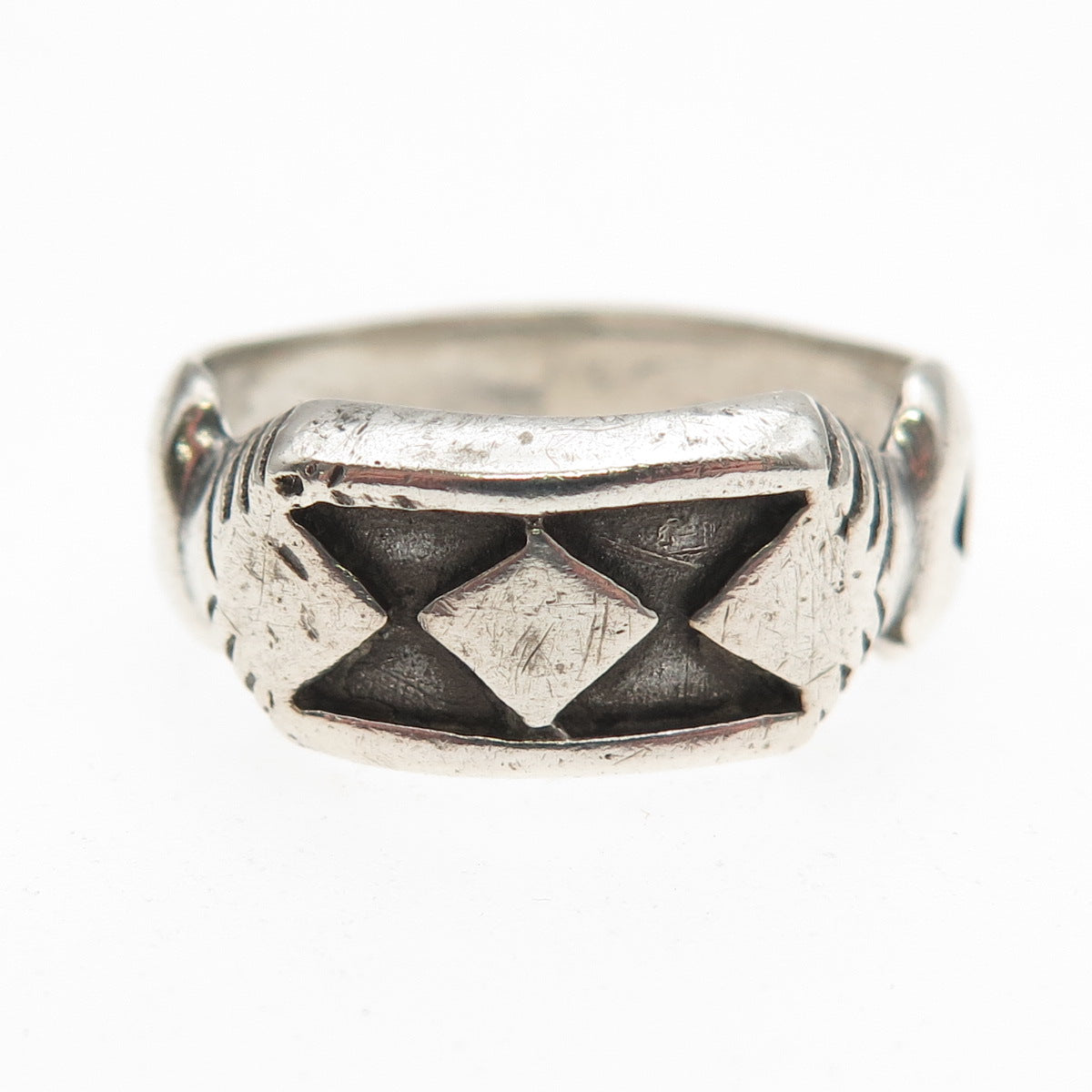 MAISELS INDIAN Old Pawn Sterling Silver Vintage Southwestern Tribal Ring Size 8