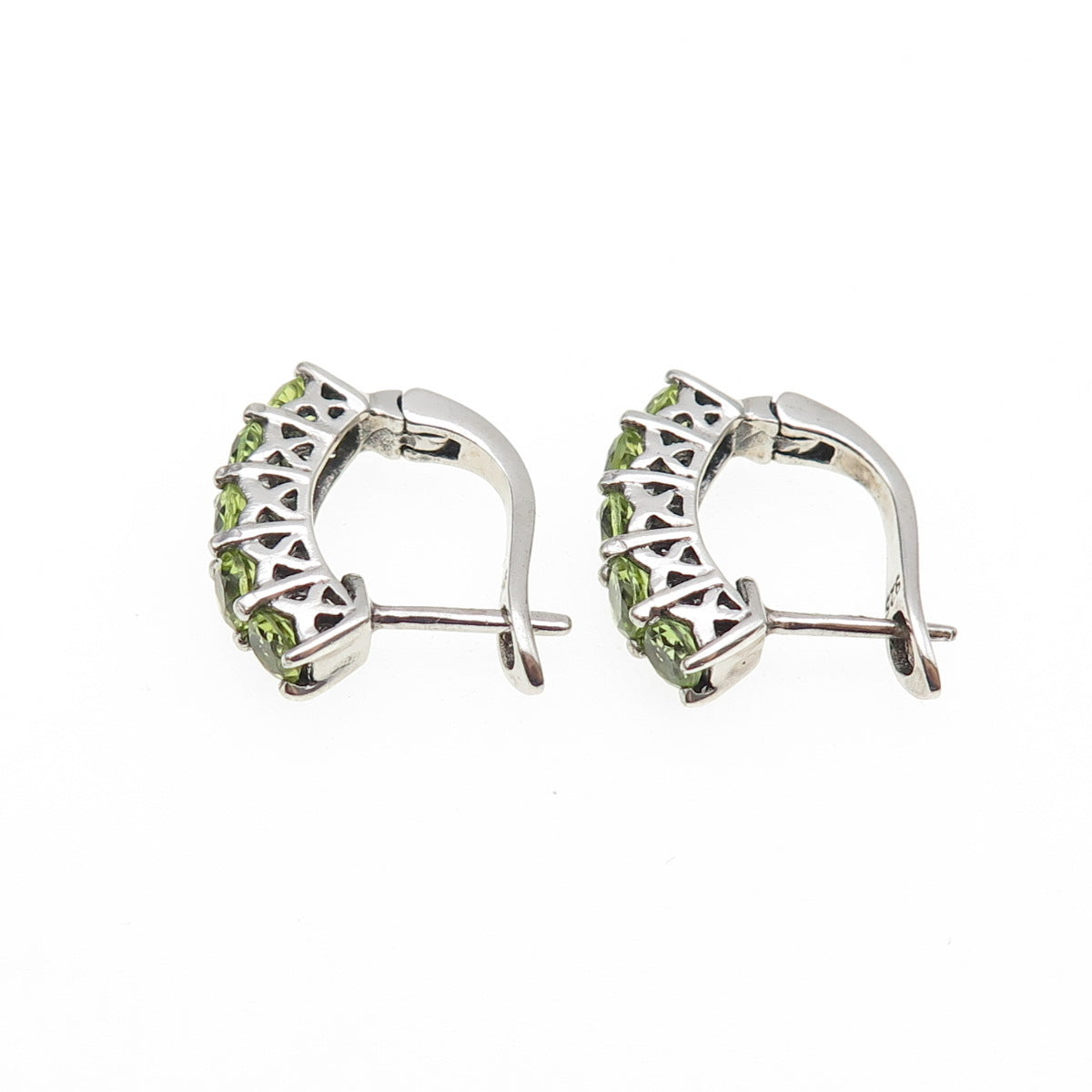 925 Sterling Silver Real Round-Cut Peridot Earrings