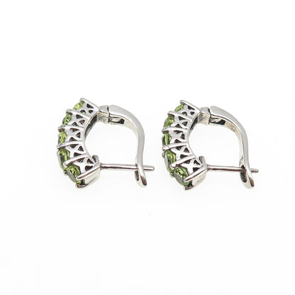 925 Sterling Silver Real Round-Cut Peridot Earrings