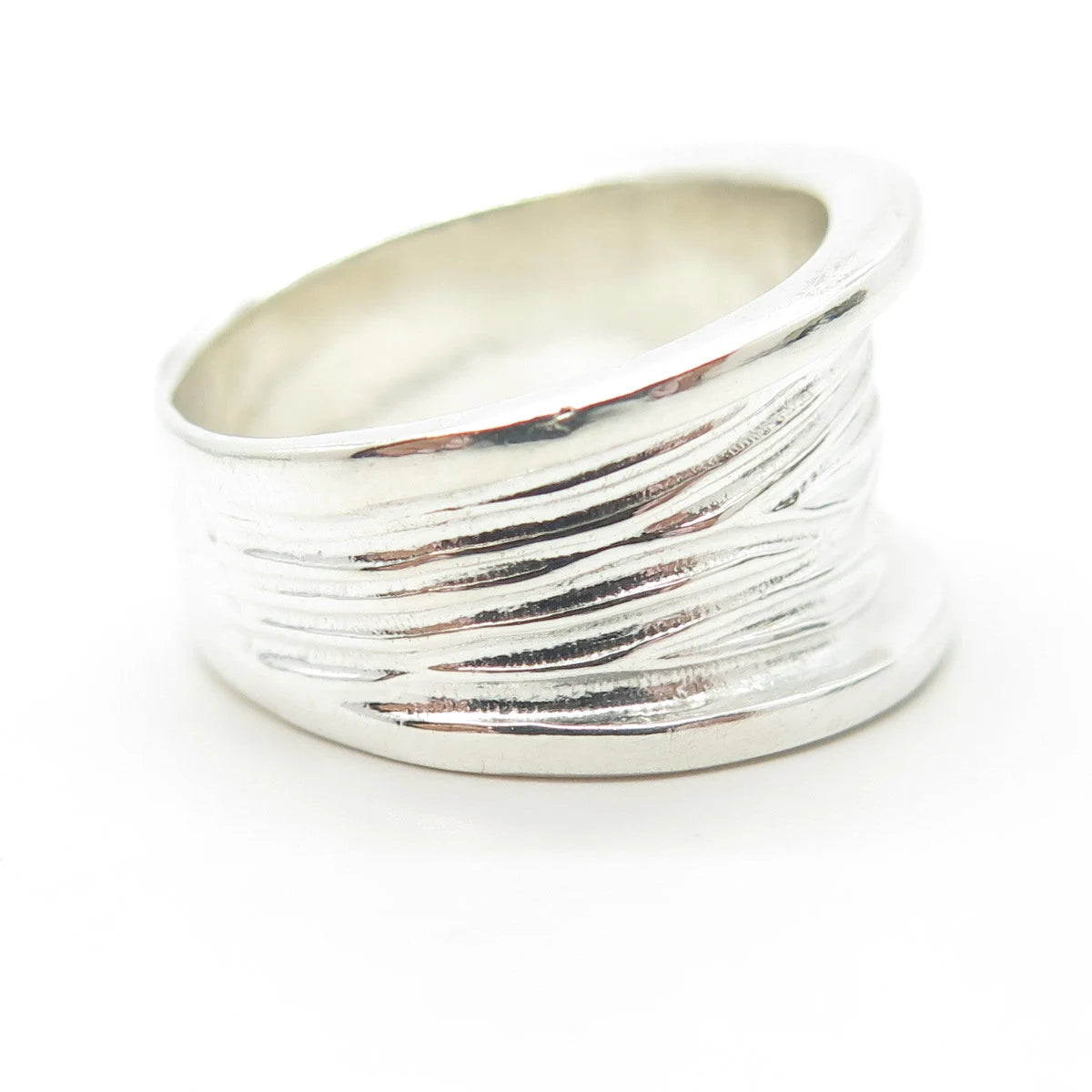 925 Sterling Silver Vintage Modernist Ring Size 8.25