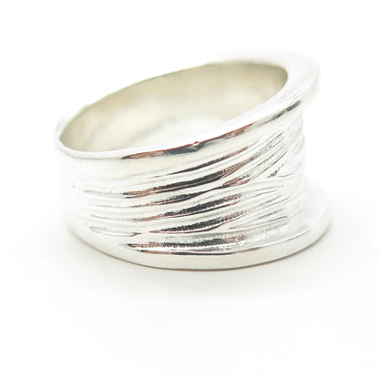925 Sterling Silver Vintage Modernist Ring Size 8.25