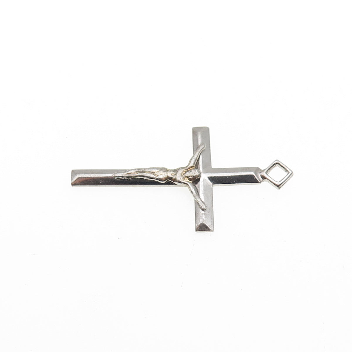 TRU-KAY 925 Sterling Silver Vintage Crucifix Cross Religious Charm Pendant