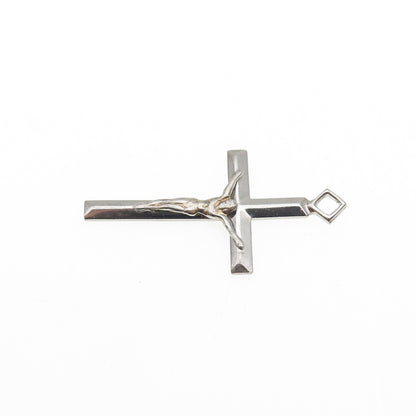 TRU-KAY 925 Sterling Silver Vintage Crucifix Cross Religious Charm Pendant