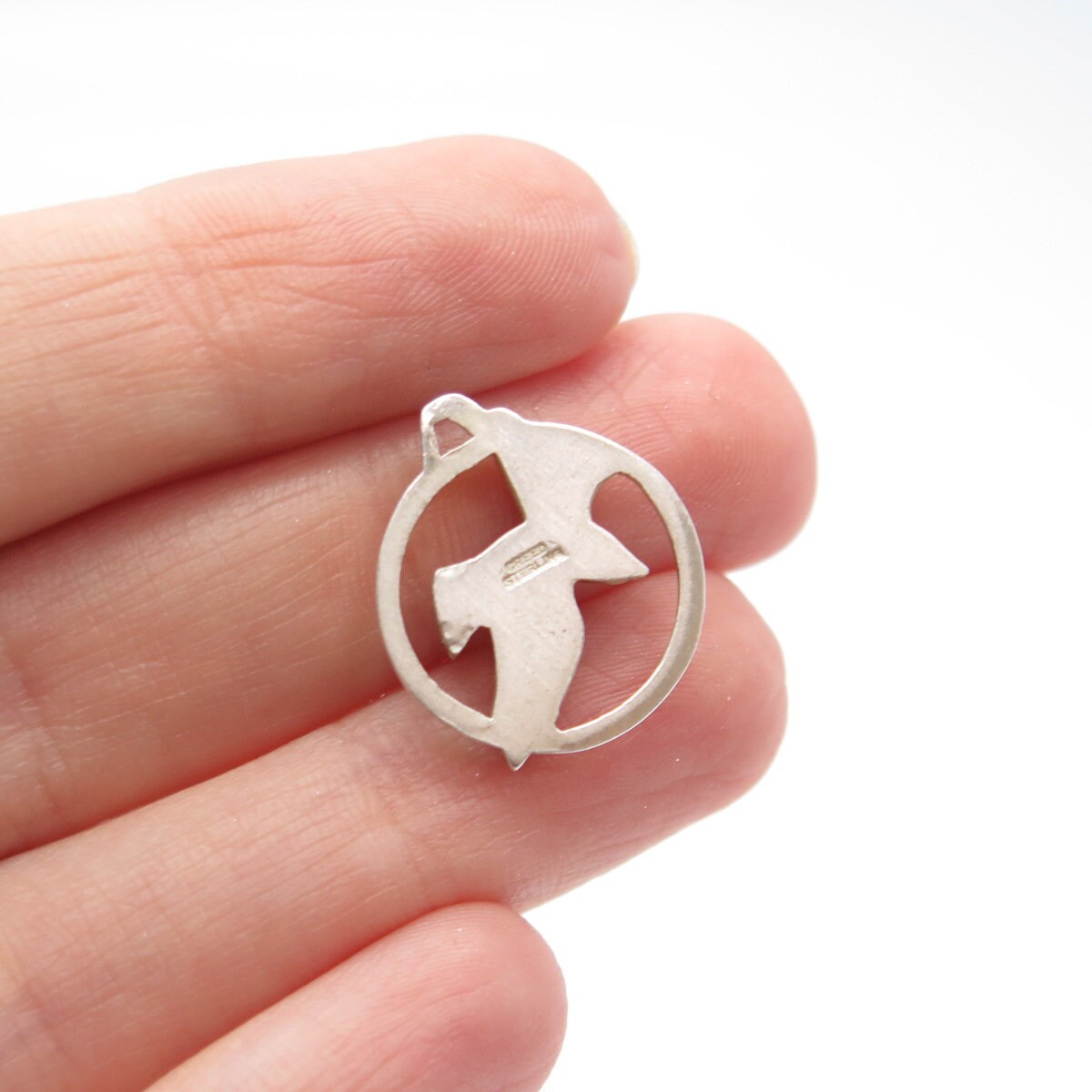 925 Sterling Silver Vintage Creed Flying Bird Charm Pendant