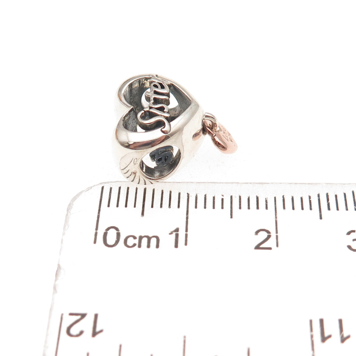 Pandora 925 Sterling Silver & Gold Love You Sister Heart Slide Bead Charm