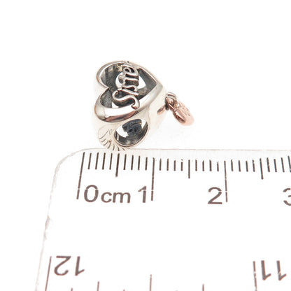 Pandora 925 Sterling Silver & Gold Love You Sister Heart Slide Bead Charm